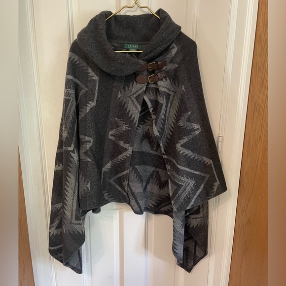 Lauren Ralph Lauren Jackets & Blazers - Vintage Ralph Lauren Lambswool-Blend Blanket Cape Poncho Wrap OS | Italian Made